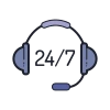 headset icon, 24/7 Customer Support